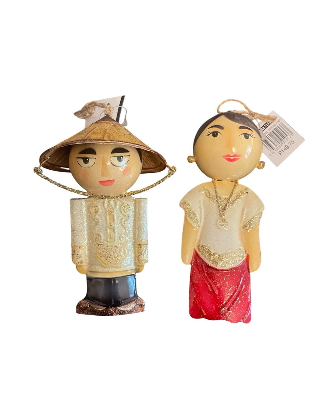 Kultura Filipino Couple Christmas Ornaments Barong Tagalog Baro't Saya Set of 2